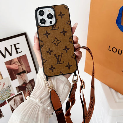 Luxury Brown Crossbody iPhone Case