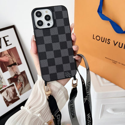 Luxury Black & White Crossbody iPhone Case