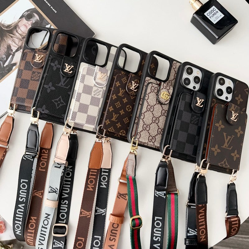 Luxury Black & White Crossbody Card Bag iPhone Case