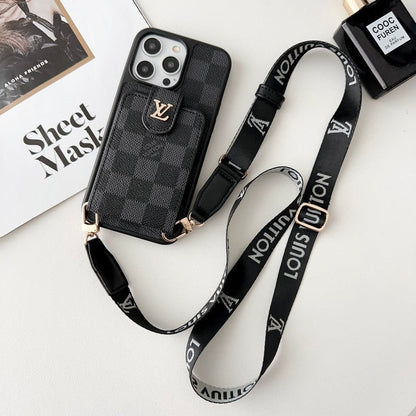 Luxury Black & White Crossbody Card Bag iPhone Case