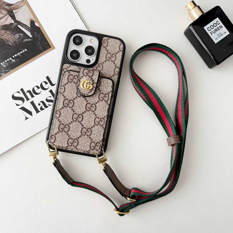 Premium Card Bag Crossbody Chain iPhone Case