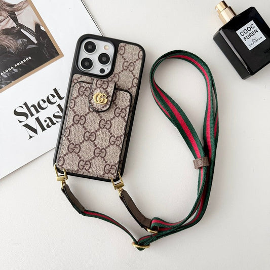 Premium Card Bag Crossbody Chain iPhone Case