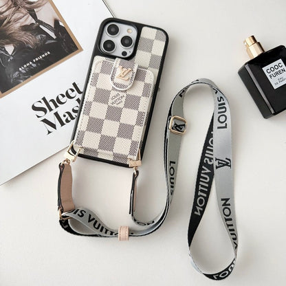 Luxury Black & White Crossbody Card Bag iPhone Case