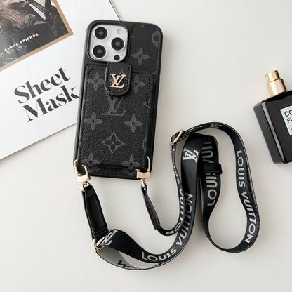 Luxury Black & White Crossbody Card Bag iPhone Case