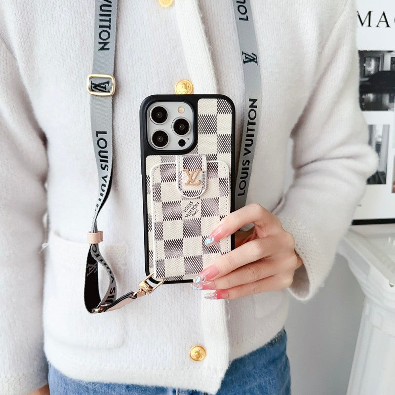 Luxury Black & White Crossbody Card Bag iPhone Case