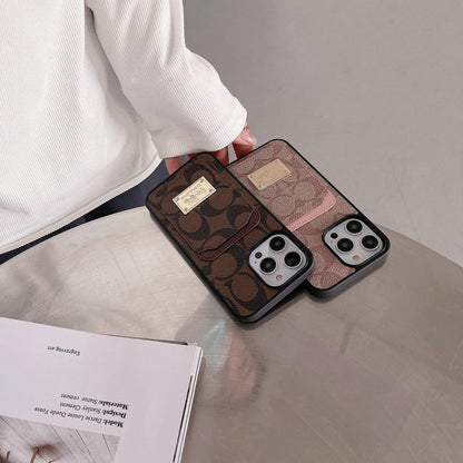 Classic Card Bag Leather iPhone Case