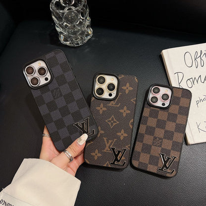 Luxury Black Logo Leather iPhone Case