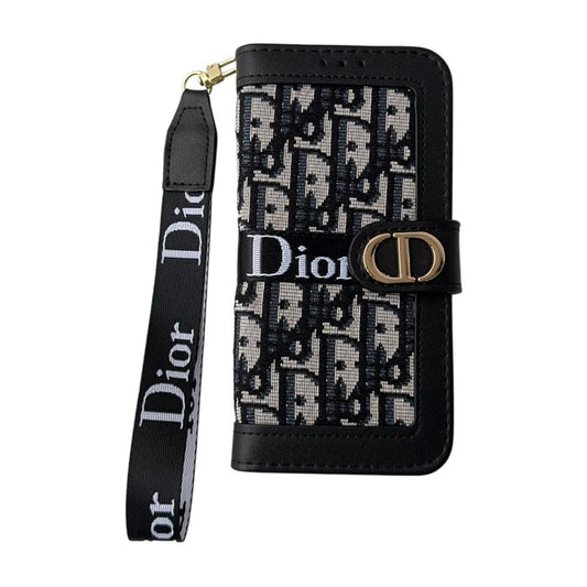 Fashion Elegant Pattern Wallet iPhone Case with Detachable Wrist Strap
