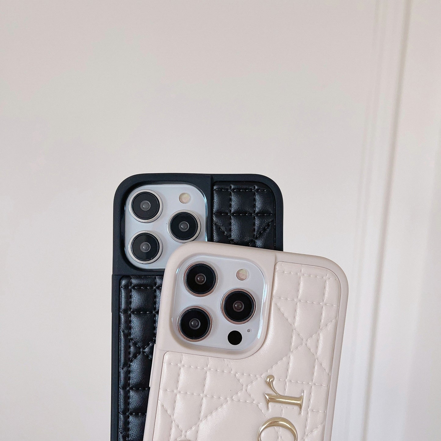 Fashion Gold Logo Leather iPhone Case