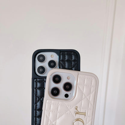 Fashion Gold Logo Leather iPhone Case