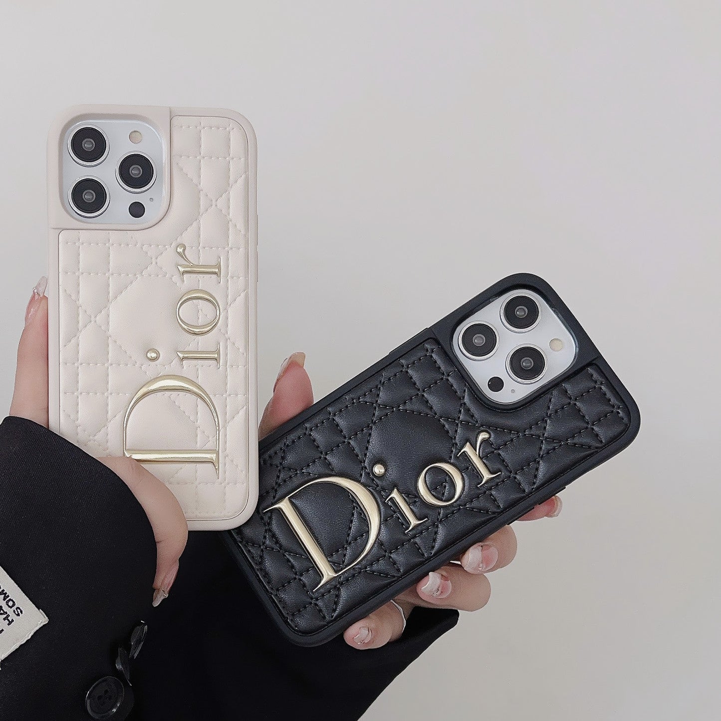 Fashion Gold Logo Leather iPhone Case