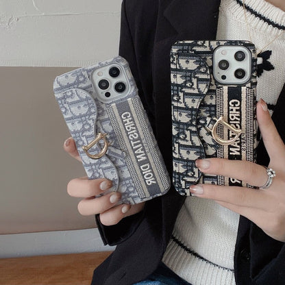 Fashion Black & Grey Fabric Card Bag iPhone Case