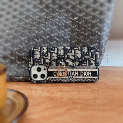 Fashion Black & Grey Fabric Card Bag iPhone Case