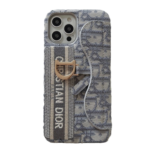 Fashion Black & Grey Fabric Card Bag iPhone Case