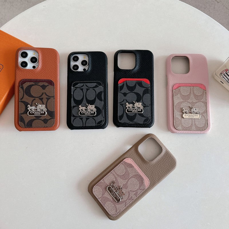 Classic Card Bag Leather iPhone Case