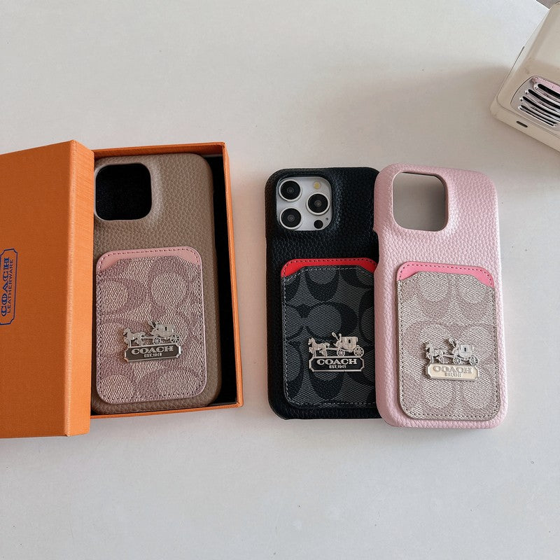Classic Card Bag Leather iPhone Case