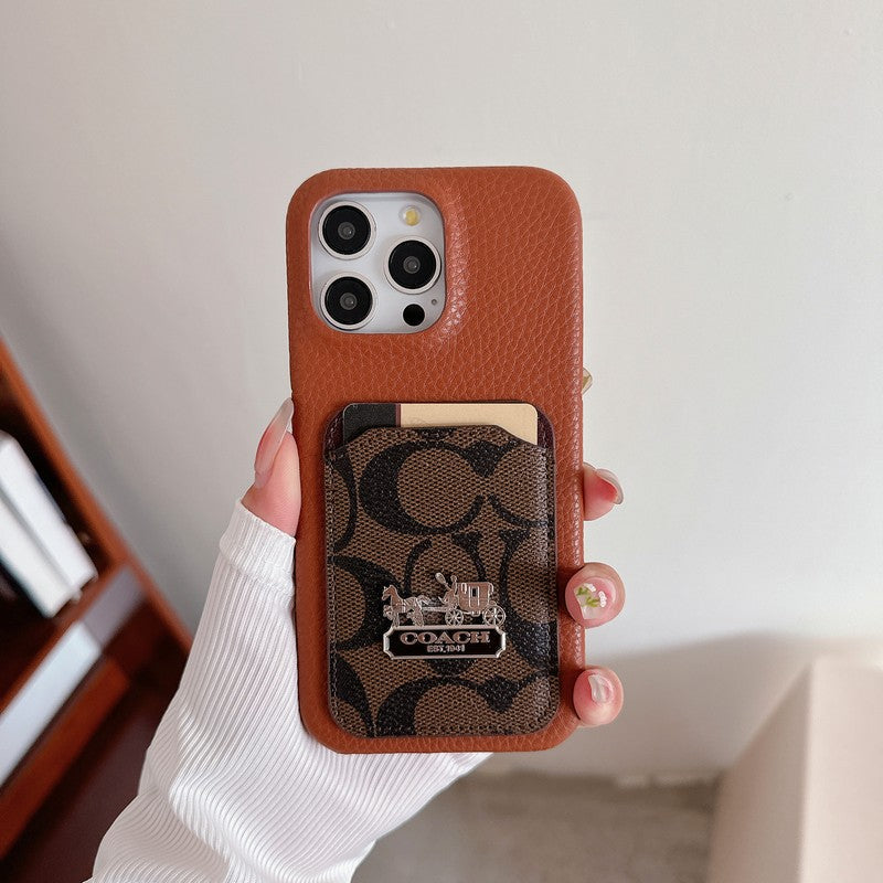 Classic Card Bag Leather iPhone Case