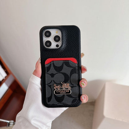 Classic Card Bag Leather iPhone Case