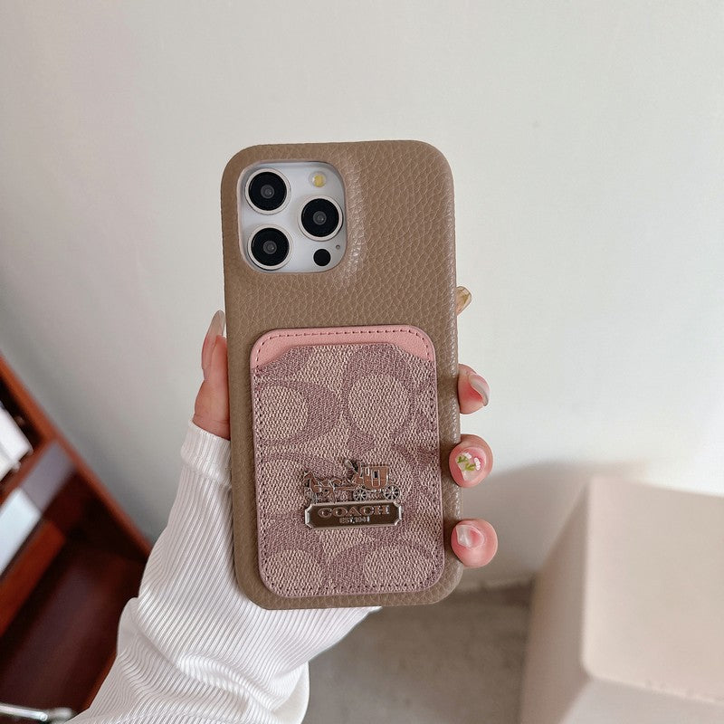 Classic Card Bag Leather iPhone Case