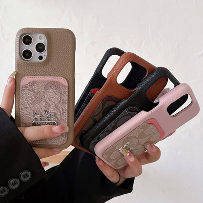 Classic Card Bag Leather iPhone Case