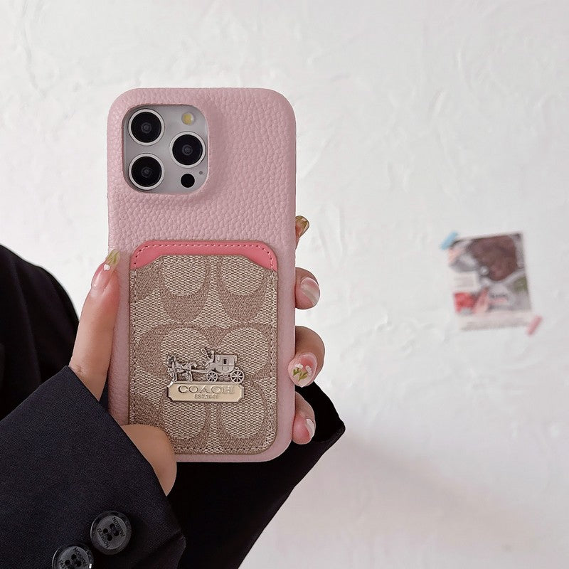 Classic Card Bag Leather iPhone Case