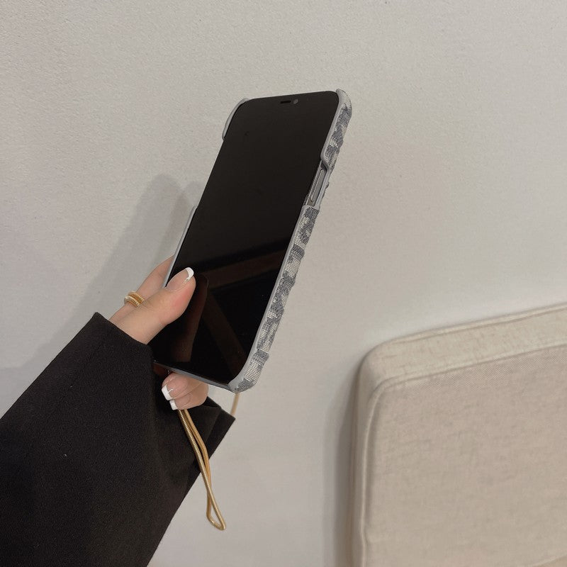 Fashion Black & Grey Fabric Card Bag Crossbody iPhone Case