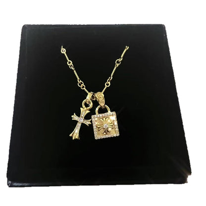 Cross pendant choker necklace