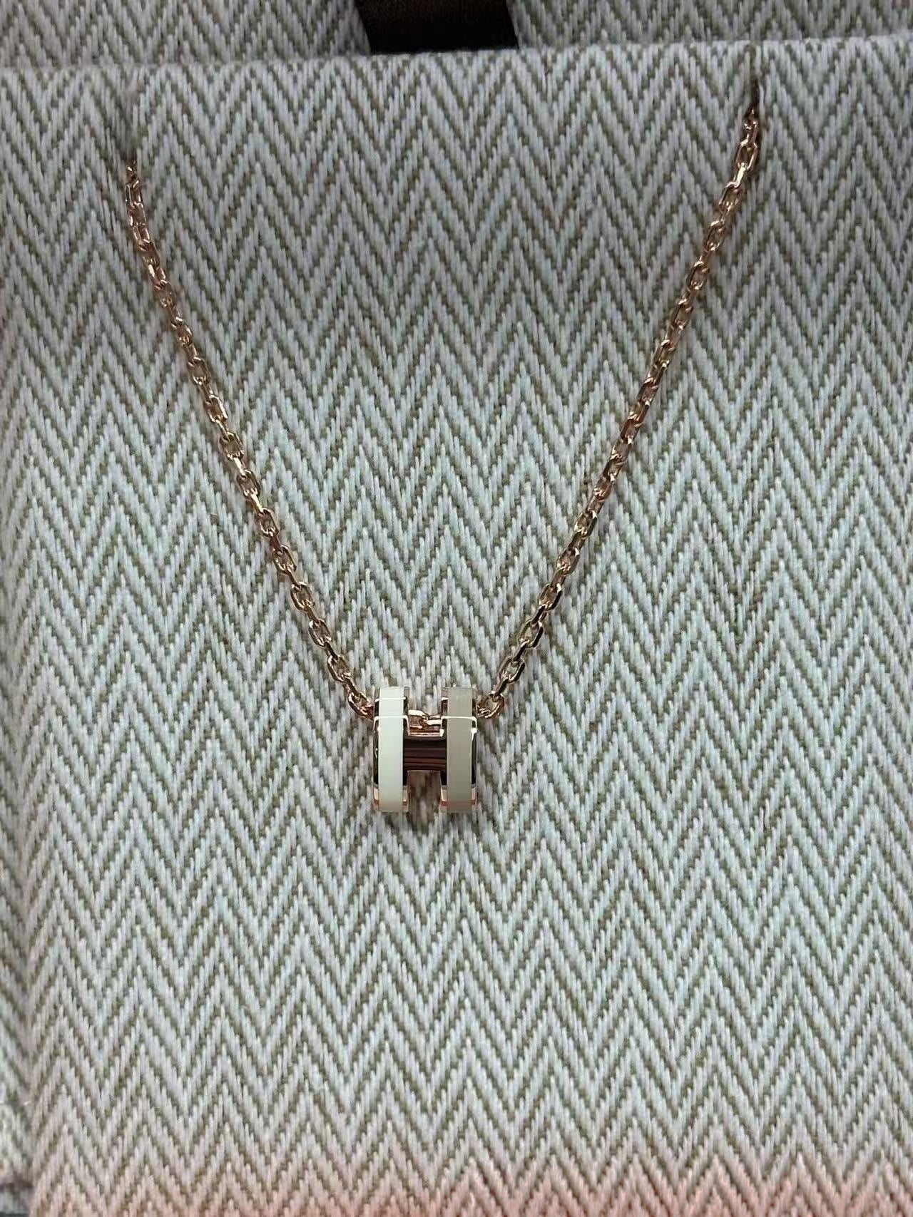Two-tone enamel H necklace