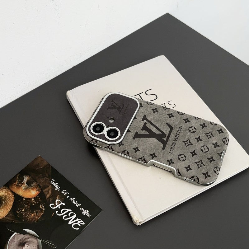 Luxury Brown & Black Color Leather iPhone Case