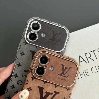 Luxury Brown & Black Color Leather iPhone Case
