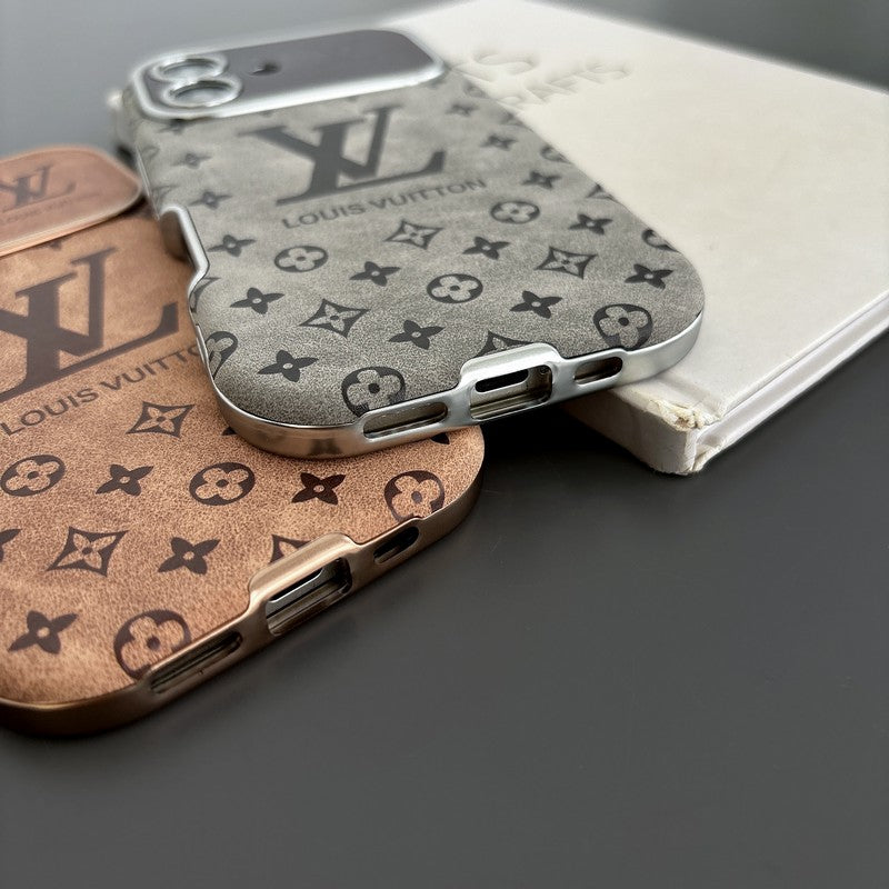 Luxury Brown & Black Color Leather iPhone Case