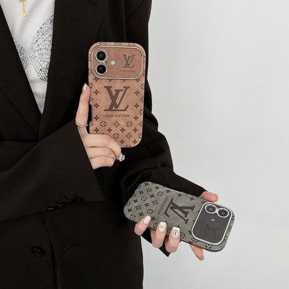 Luxury Brown & Black Color Leather iPhone Case