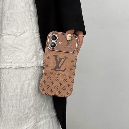 Luxury Brown & Black Color Leather iPhone Case