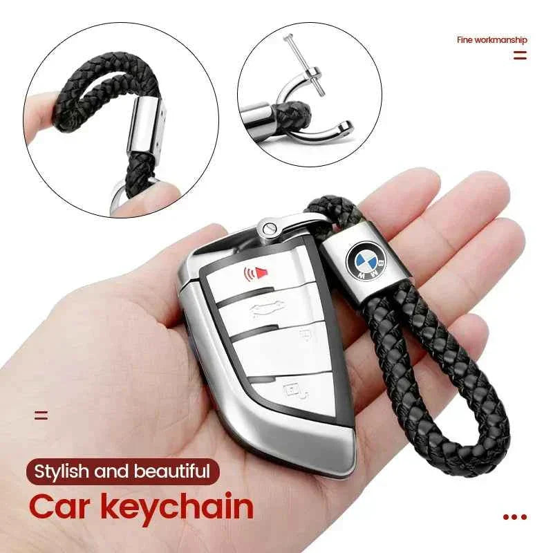 Car Keychain – Handwoven Leather & Zinc Alloy Key Ring