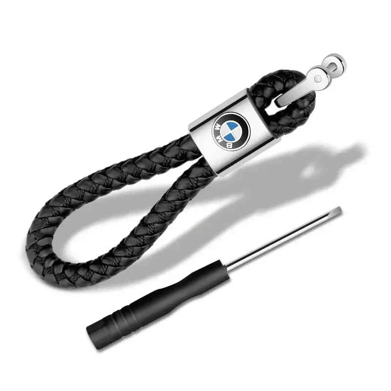 Car Keychain – Handwoven Leather & Zinc Alloy Key Ring