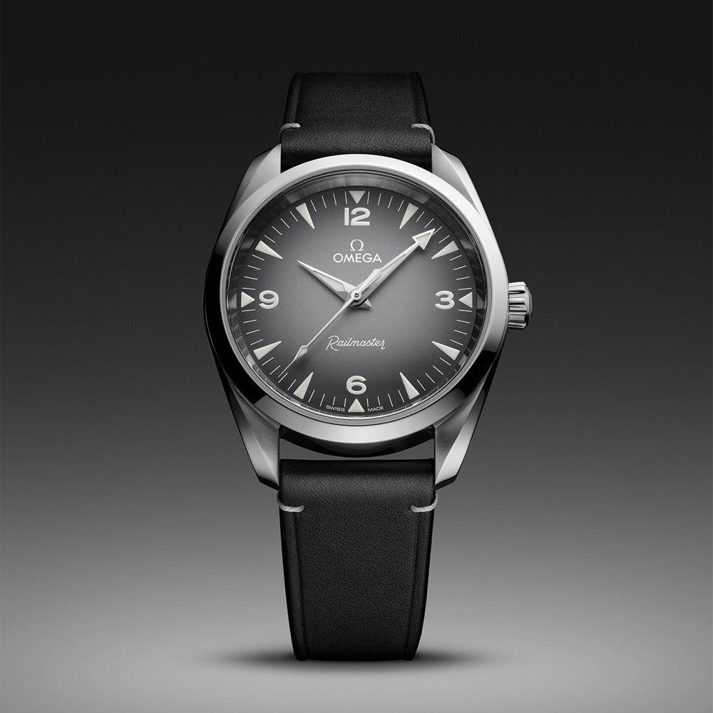 Seamaster Railmaster 38mm - Grey on Leather Strap