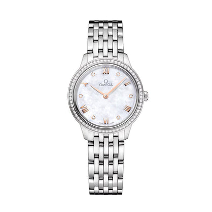 De Ville Prestige Diamonds Quartz 27.5mm - White, Mother-of-Pearl on Bracelet