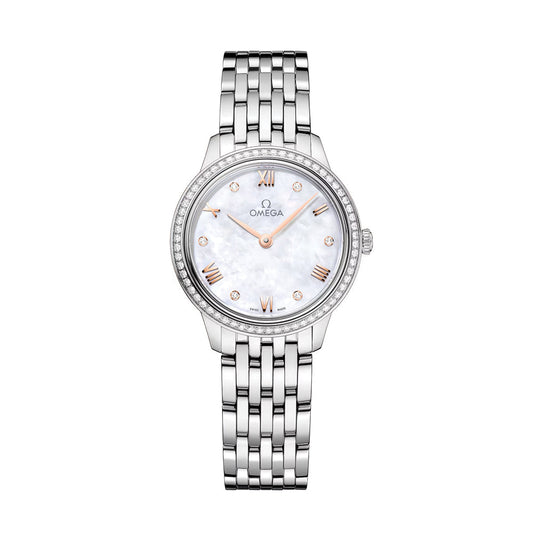 De Ville Prestige Diamonds Quartz 27.5mm - White, Mother-of-Pearl on Bracelet
