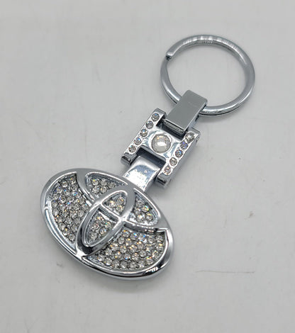 Crystal-Embellished Metal Keychain