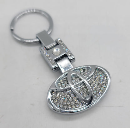 Crystal-Embellished Metal Keychain