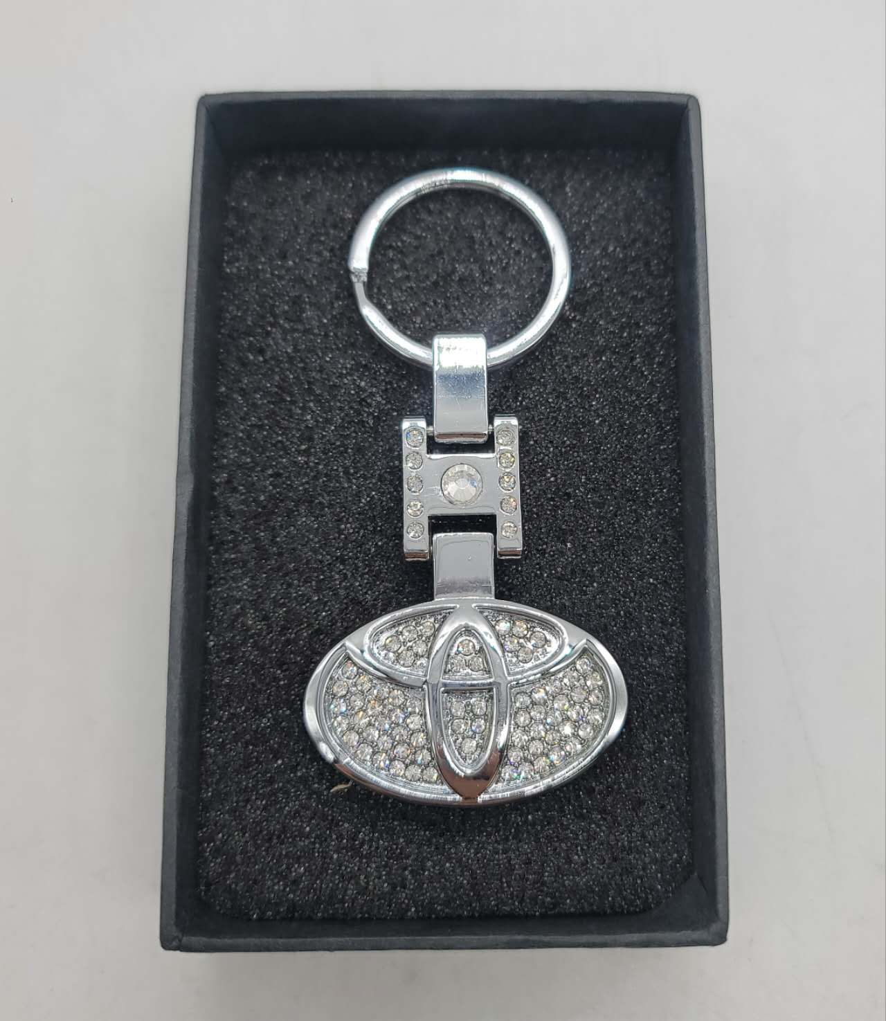 Crystal-Embellished Metal Keychain