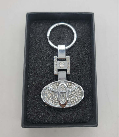 Crystal-Embellished Metal Keychain