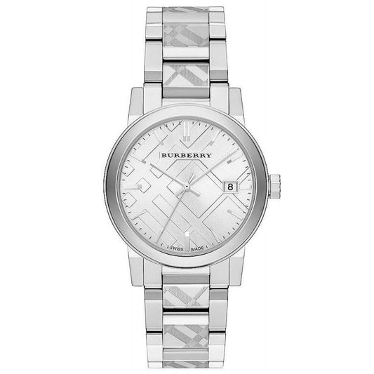 Burberry The City Engraved Checked Steel 38mm Watch