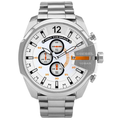 Diesel Men's Silver Mega Chief Chronograph Watch