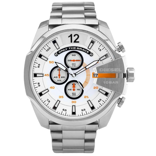 Diesel Men's Silver Mega Chief Chronograph Watch