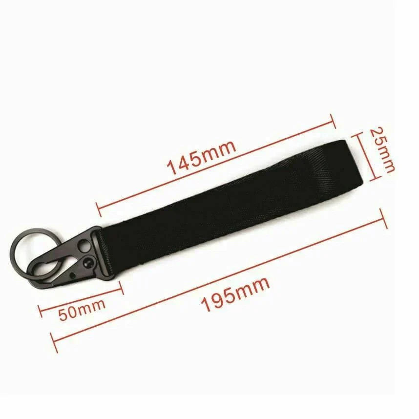 BRAND NEW  Black Racing Keychain Metal key Ring Hook Strap Lanyard Universal