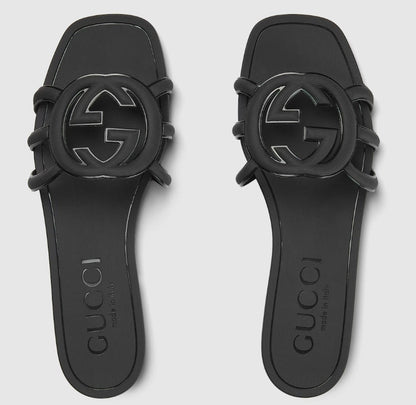 Minimal Luxe Double G Logo Slides – Chic Everyday Flat Sandals