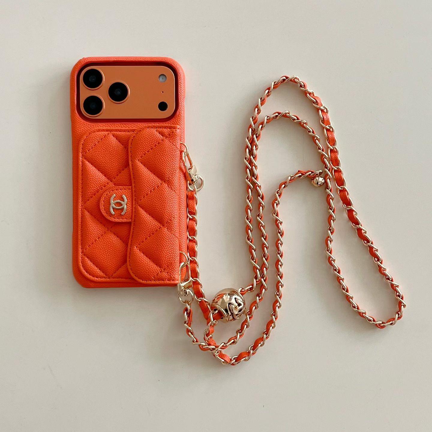 Luxury Wallet iPhone Case With Hand /Crossbody Chain