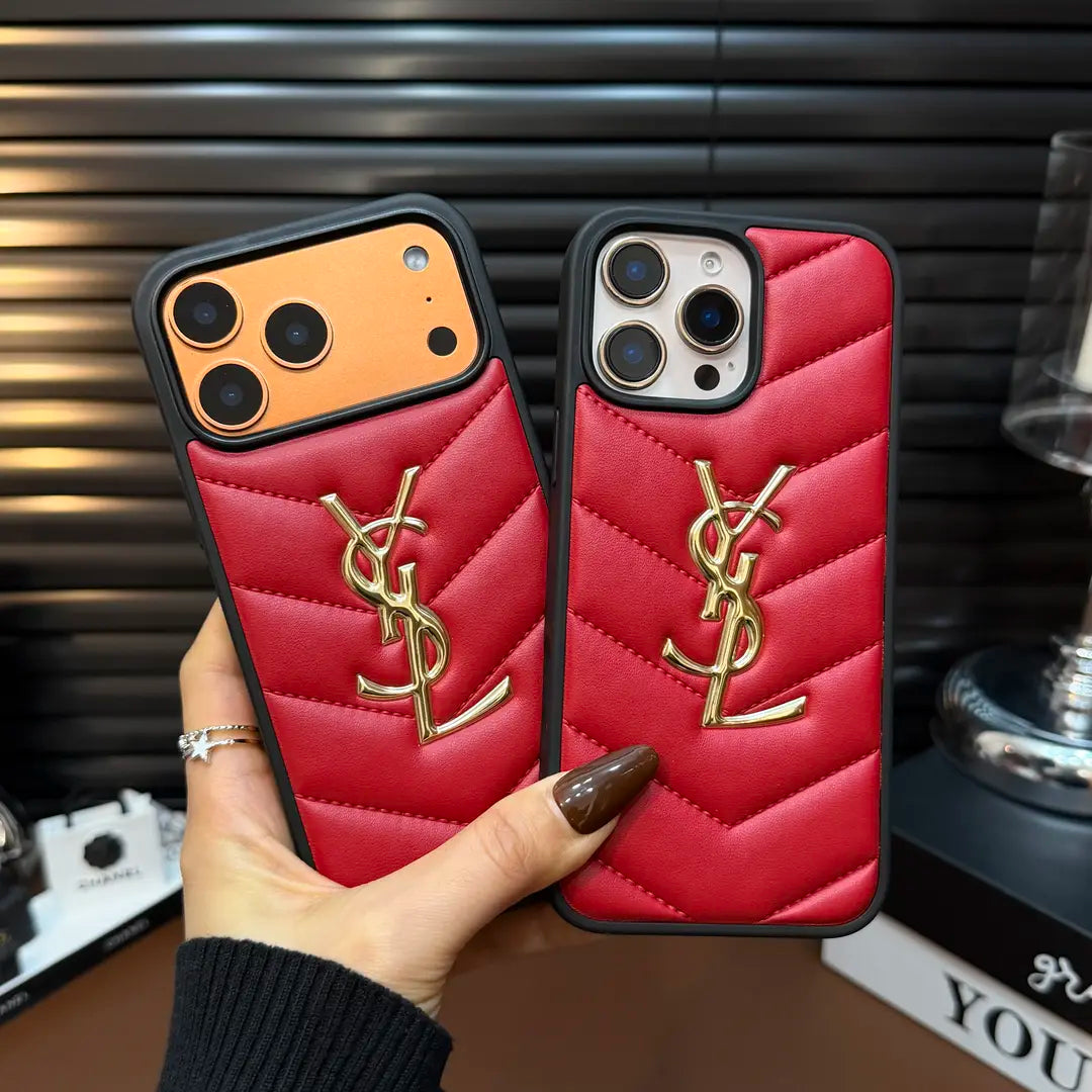 Luxury Quilted Leather iPhone Case — Shockproof Slim Protective Cover