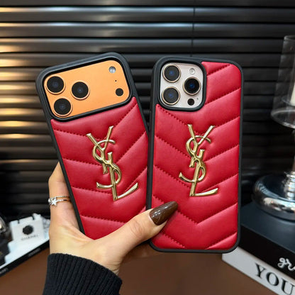 Luxury Quilted Leather iPhone Case — Shockproof Slim Protective Cover